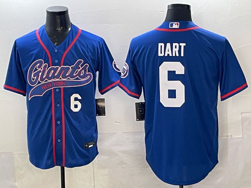 Men 2025 New York Giants #6 Dart Blue Joint Name Nike Limited NFL Jersey 04